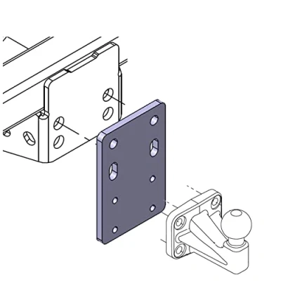 Abbildung von Universelle Adapterplatte zur Höhenverstellung 90mm auf 83x56mm der Anhängerkupplung für 2 und 4 Loch Flanschkugeln (höhenverstellbare AHK)