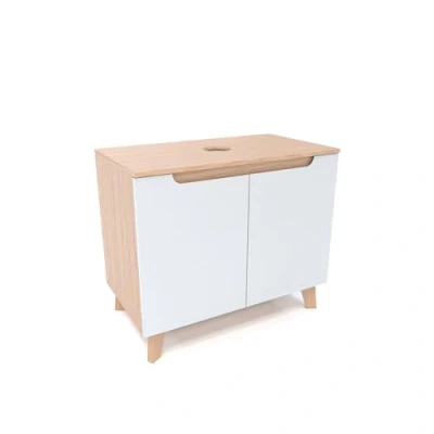 Abbildung von Omeble Waschbeckenunterschrank Badschrank mit Siphonausschnitt 80 x 45 70 cm Waschtischschrank Waschbeckenschrank Badzimmerschrank Aufbewahrungsschrank Badezimmer weiß