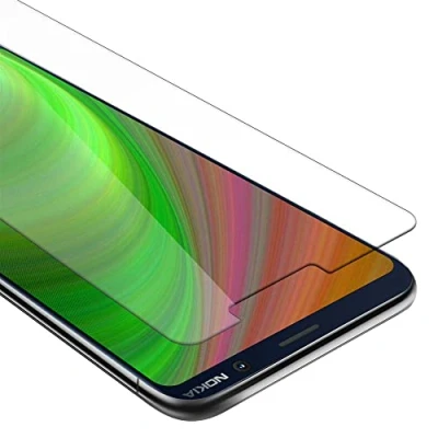 Abbildung von Cadorabo Panzer Schutz Glas für Nokia 7 Plus Schutzfolie in Ultra Klar Hüllen freundlich Gehärtetes (Tempered) Dipslayschutz Folie 9H Härte Anti Kratzer