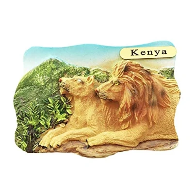Abbildung von Kenia Afrika Paar Löwe 3D Kühlschrank Magnet Tourist Reise Souvenirs Home and Kitchen Decoration Collection
