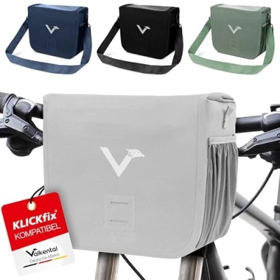 Abbildung von Valkental® wasserdichte Lenkertasche KLICKfix kompatibel [100% Wasserdicht] 7L Volumen Reflektierende Fahrradtasche Lenker mit Magnetverschluss Inkl. Handyfach Fahrrad