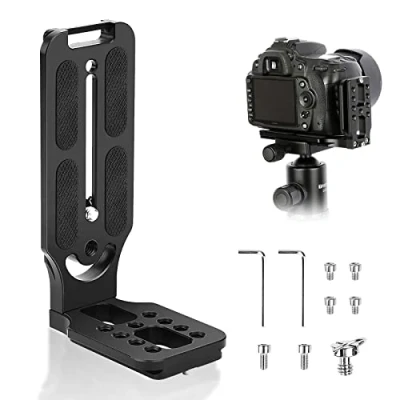 Abbildung von Mitening Quick Release L Halterung, DSLR Kamerahalterung Bracket Vertikale mit Schnellwechselplatte, 1/4 Zoll Schraube Kamera Halterung für Manfrotto DJI Canon Nikon Sony Spiegellose
