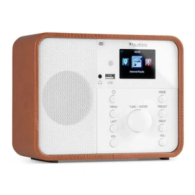 Abbildung von Audizio Nardo Internetradio WLAN und DAB Radio mit Bluetooth, 40 Watt Lautsprecher, FM &amp; UKW, Auto Suchlauf, 250 Speicherplätze, Fernbedienung, Wecker, Sleeptimer, USB, DAB+ Küchenradio Schwarz
