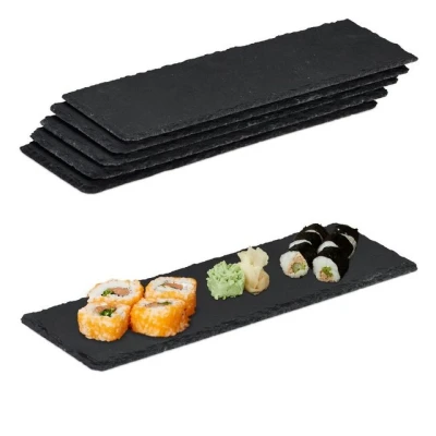 Abbildung von relaxdays Servierplatte Schieferplatte 30x10 cm 6er Set, Schiefer