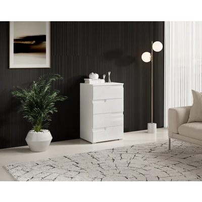 Abbildung von HBZ Kommode &quot;Spice Weiß Hochglanz, BxHxT 50x80x40 cm&quot;, mit 4 Schubkästen