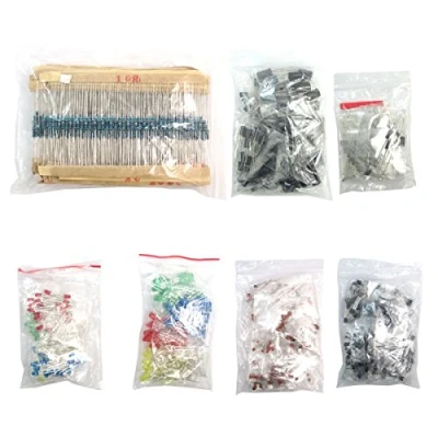 Abbildung von DollaTek Paket für elektronische Komponenten (insgesamt 1390 PCS) LED Dioden, 30 Widerstandswerte, Elektrolytkondensatorpaket, Keramikkondensatoren, Gemeinsame gemeinsamer Transistor