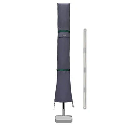 Abbildung von Sekey Sonnenschirm Schutzhülle mit Stab, Abdeckhauben für Ø 350cm / 200x300cm Gartenschirm Belüftungsöffnungen, Abdeckung Marktschirm Balkonschirm, 100% Polyester, wasserdicht, Dunkelgrau