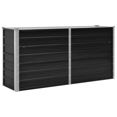 Abbildung von vidaXL Hochbeet Pflanzkübel Blumenkasten Garten Pflanzkasten Terrassen Gemüsebeet Gartenbeet Pflanzbeet Anthrazit 160x40x77cm Verzinkter Stahl