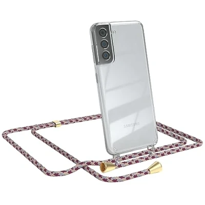 Abbildung von EAZY CASE Handykette kompatibel mit Samsung Galaxy S21 5G Handyhülle Umhängeband, Handykordel Schutzhülle, Silikonhülle, Hülle, Stylische Kette Hülle für Smartphone, Bordeaux Camouflage
