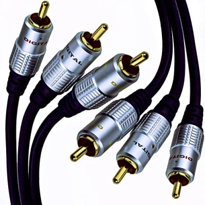 Abbildung von Reines Kupfer OFC HQ 3 x Cinch Stecker Zum Composite Video und Audio Kabel Vergoldeten 1 m [1 Meter/1m]