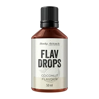 Abbildung von Body Attack Flavdrops Coconut zuckerfreie Aromatropfen Vegan ohne Aspartam Kokos 3er Pack 3x 50 ml