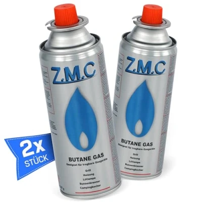Abbildung von Z.M.C 2X Butan Gaskartuschen 227g mit Ventil Typ MSF 1a, Universal Gaskartusche Butangas Kartuschen Bajonett Anschluss für Campingkocher, Gasheizung, Gasbrenner, Unkrautbrenner, Lötbrenner