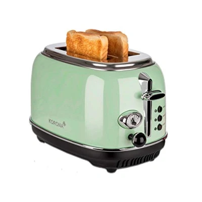 Abbildung von KORONA Toaster 2 Scheiben Retro Toaster, Vintage Style, Design, analoge Röstgrad Anzeige, Brötchen Aufsatz