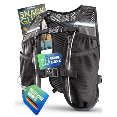 Abbildung von NEU SASMO® Laufweste Damen &amp; Herren 5L Running Vest ultraleicht 270g atmungsaktiv Laufrucksack 8 Taschen Trinkweste Laufen Trinkrucksack Trailrunning