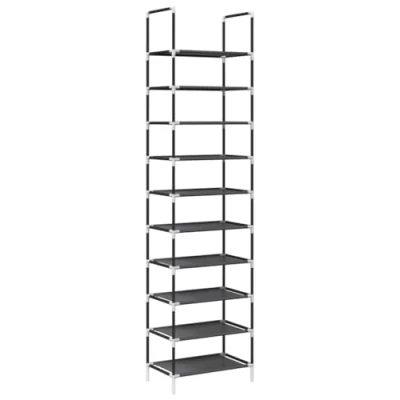 Abbildung von vidaXL Schuhregal 10 stöckig Schwarz 44x28x180 cm Vliesstoff, Schuhaufbewahrung, Schuhregal, Schuhschrank, Schuhorganizer