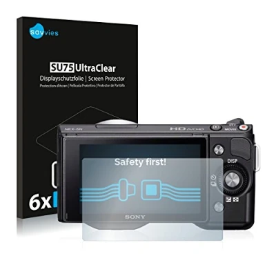 Abbildung von Savvies 6 Stück Schutzfolie für Sony Alpha NEX 5 Displayschutz Folie Ultra Transparent