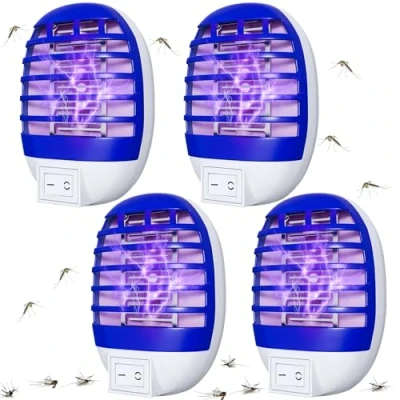 Abbildung von Mückenlampe, Insektenvernichter Elektrisch,[4 Stück] Steckdosen mit UV Licht, mückenfalle, für Fliegen, Mücken, Motten, Schlafzimmer, Küche, Indoor