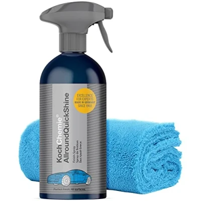 Abbildung von detailmate Show &amp; Shine Detailer Set: Koch Chemie Allround Quick Finish Spray Sprühflasche 500 ml Mikrofaser Poliertuch 40x40cm, 550 GSM