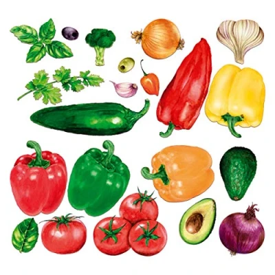 Abbildung von Sunnywall Wandtattoo Aufkleber Wandsticker Küche Genuss 21 Gemüsesticker Vegetables Watercolor Motive