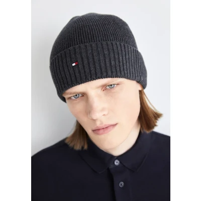 Abbildung von Tommy Hilfiger FLAG Beanie Unisex Mütze, Größe: One Size, Charcoal gray