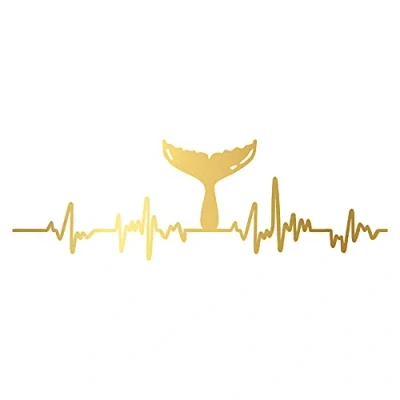 Abbildung von Finest Folia Aufkleber Herzschlag Tiere Breite 27cm Lifeline Heartbeat Deko Sticker Selbstklebend für Auto Kühlschrank Laptop Autoaufkleber K150 (Gold, 26 Wal)