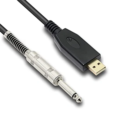 Abbildung von MEIRIYFA USB Gitarrenkabel, auf 6,35 mm, TS männlich, Mono, Konverterkabel, Gitarren Computer Anschlusskabel, Adapter für Instrumente, Aufnahmen, Singen 3 m
