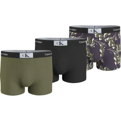 Abbildung von Calvin Klein Herren 3er Pack Boxershorts Trunks Baumwolle mit Stretch, Mehrfarbig (Olv Branch, Bl, Ripple Floral_Myso), XS