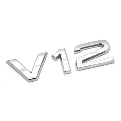 Abbildung von Original Audi V12 Schriftzug seitlich Exterieur Kotflügel Emblem Logo chrom