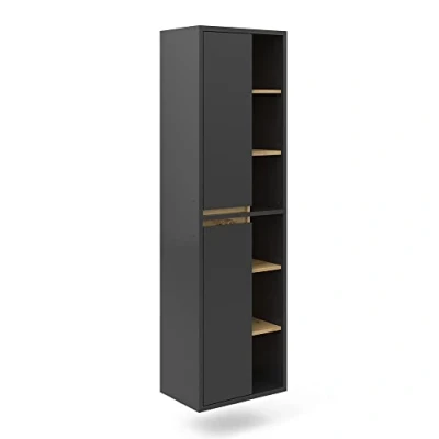 Abbildung von Vicco Hochschrank Viola, Anthrazit/Eiche, 50 x 170 cm mit Türen, und offenen Fächern