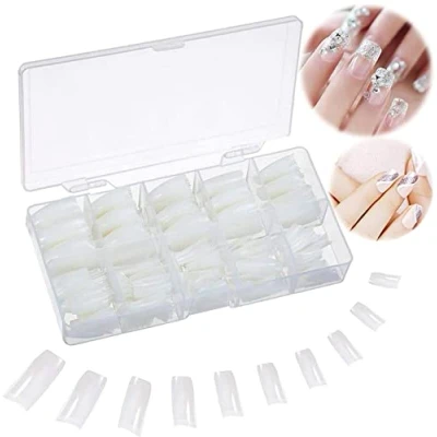 Abbildung von Nägel Tips 500 Stück Nail Falsche Acryl UV Gel Natürlich Französisch Fake Nails mit Box für Frauen Mädchen