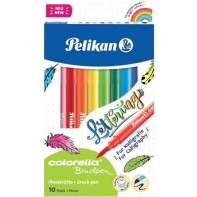 Abbildung von Pelikan 814577 Faserschreiber Colorella Super Brush, 10 Stifte in Faltschachtel