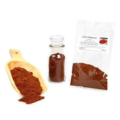 Abbildung von Chili Habanero, extrem scharf, Rote Getrocknete Schoten, Chilischoten Habanero getrocknet, mindestens 240.000 Scoville, 20g (Gemahlen)