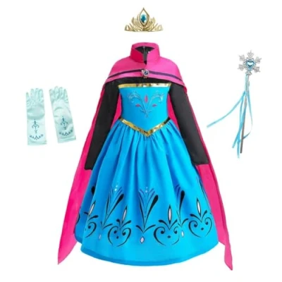 Abbildung von Lito Angels Prinzessin Elsa Krönung Kostüm Kleid für Baby Mädchen, Eiskönigin Schneekönigin Krönungskleid Verkleidung mit Umhang und Zubehör Größe 18 24 Monate 92
