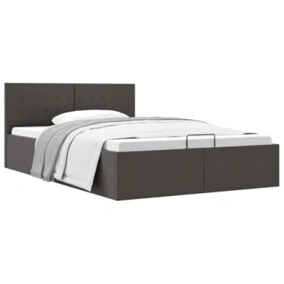 Abbildung von vidaXL Stauraumbett Hydraulisch Polsterbett Doppelbett Bett Schlafzimmerbett Stoffbett Bettrahmen Bettgestell mit Stauraum Dunkelgrau 120x200cm