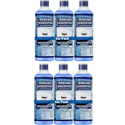 Abbildung von 6x 1000ml Wischroboter Reinigungsmittel Konzentrat extra frischer Duft streifenfrei &amp; schaumarm + Dosierbecher Bodenreiniger u.v.m.