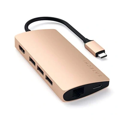 Abbildung von Satechi USB C Multi Port Adapter 4K Ethernet V2 gold ✅ ST TCMA2G
