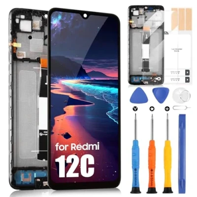 Abbildung von ARSSLY LCD Bildschirm für Xiaomi Redmi 12C 22120RN86G 22120RN86I 22126RN91Y 2212ARNC4L Display Digitizer Touchscreen Ersatz Assembly mit Werkzeugen 6,71 Zoll (Schwarz, Rahmen)
