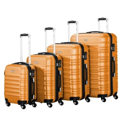 Abbildung von Zelsius Koffer Set 4 Stück, Orange ABS Hartschalenkoffer mit Zahlenschloss, Rollen und Innen Trennwand Handgepäckkoffer, teilig, Trolley, Groß, Luggage
