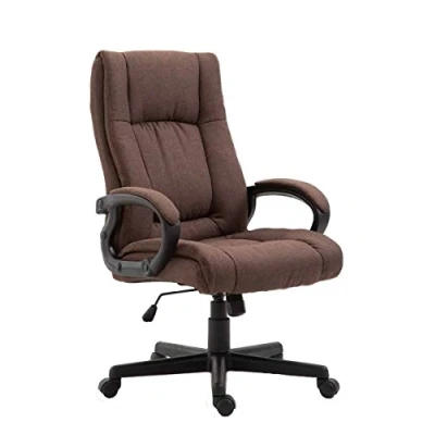 Abbildung von CLP Bürostuhl XL Sparta mit Stoffbezug Drehbarer Chefsessel Wippmechanismus Drehstuhl Armlehnen l Max. Belastbarkeit 140 kg, Farbe:braun