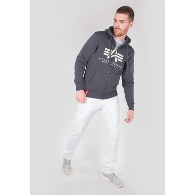 Abbildung von Alpha Industries Basic Hoody Sweatjacke, Herren, Größe: XXL, Greyblack