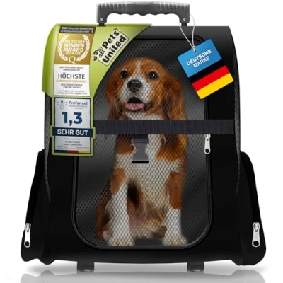 Abbildung von All Pets United Hunde Trolley Kleintier Transportbox für und Katzen Tier Haustier Rucksack mit Teleskoparm (Hundetrolley Schwarz)