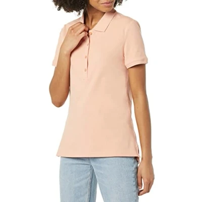 Abbildung von Amazon Essentials Damen Kurzärmeliges Poloshirt (Erhältlich In Übergröße), Korallenrosa, XS