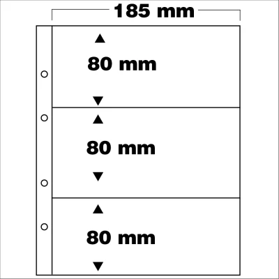 Abbildung von Safe, FCm, Blätter (4 Ringe) 3er Einteilung (185x80 mm.) passend für 0 Euro Banknoten Transparent Abm: 205x255 mm. pro 5 Stk.