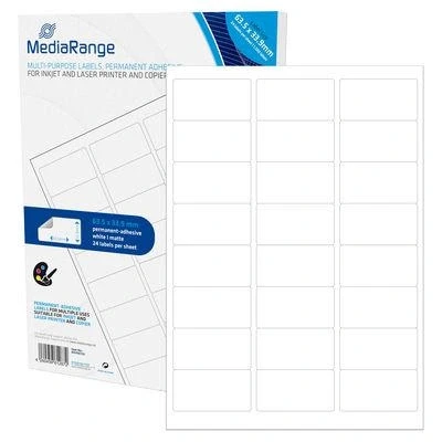 Abbildung von MediaRange Universal Etiketten, stark haftend, 50 Blatt A4 24 Etiketten (63,5 x 33,9mm), weiß
