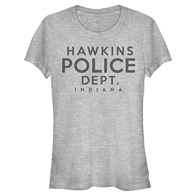 Abbildung von Stranger Things Damen Hawkins Police Department Short Sleeve T shirt, Heather Grey, XL