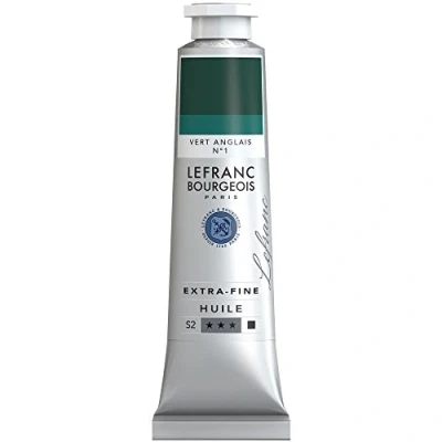 Abbildung von Lefranc Bourgeois 405105 extra feine Ölfarbe in Künstlerqualität aus hochwertigen Pigmenten, lebendige Farben, hohe Lichtechtheit, 40ml Tube Englischgrün Nr. 1