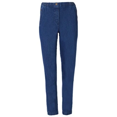 Abbildung von Eitex Damen Seniorenhose Schlupfhose mit Gummizug Kurzgröße ideal für pflegebedürftige Omas einfach anzuziehen und super pflegeleicht (40/42, Jeans)