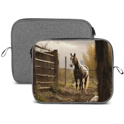 Abbildung von Laptophülle mit Schneeflocken Motiv und Zaun, Laptoptasche, Computer Tragetasche, Aktentasche, Schutzhülle, 33 cm (13 Zoll)