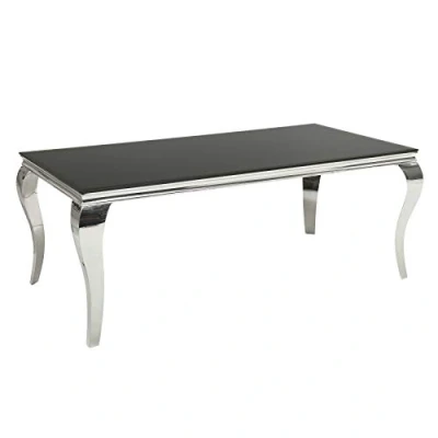 Abbildung von riess ambiente Esstisch MODERN BAROCK 200cm schwarz / silber (1 St), Esszimmer · Opalglas Edelstahl eckig