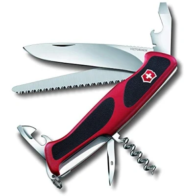 Abbildung von Victorinox Schweizer Taschenmesser, Ranger 55, Swiss Army Knife, Multitool, 12 Funktionen, Einhand Feststellklinge, Dosenöffner